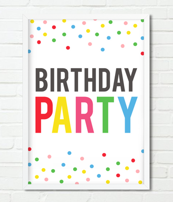 Декор-постер з конфетті на день народження "Birthday Party" 2 розміри (03181) 03181 фото