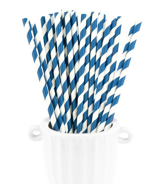 Паперові трубочки "Blue white srtipes" (10 шт.) straws-46 фото