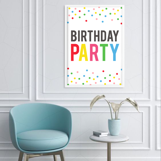 Декор-постер с конфетти на день рождения "Birthday Party" 2 размера (03181) 03181 фото