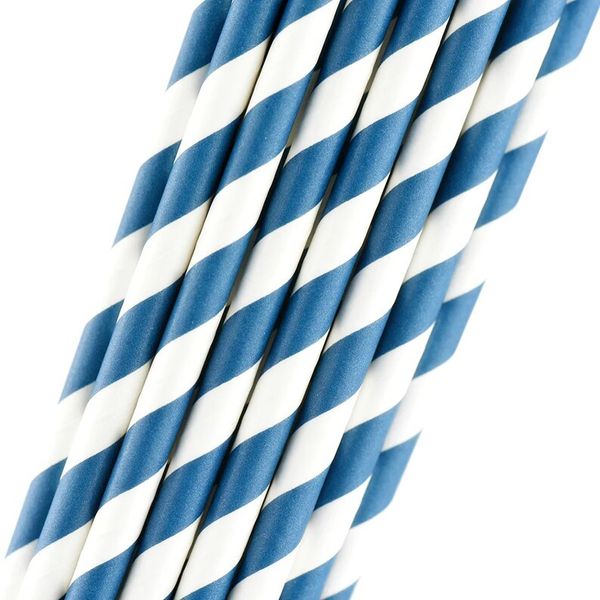 Паперові трубочки "Blue white srtipes" (10 шт.) straws-46 фото