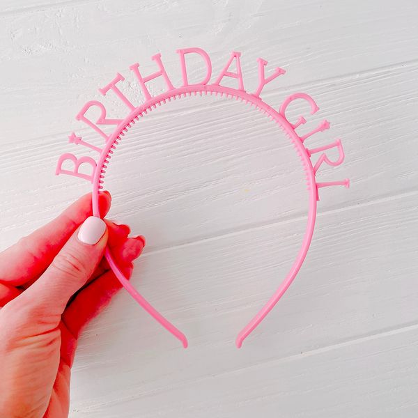 Обруч розовый "Birthday Girl" пластик (M900310) M900310 фото