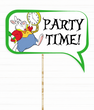 Табличка для фотосессии с белым кроликом "Party Time!" (01653)