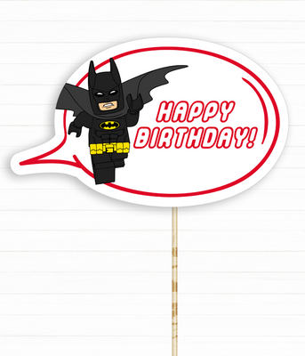Табличка для фотосессии в стиле Лего Бэтмен "Happy Birthday" (L901) L901 фото