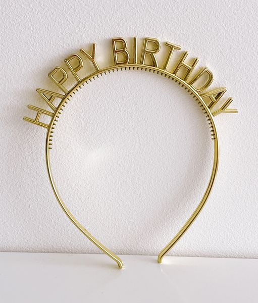 Аксессуар для волос-обруч "Happy Birthday" золотой (T-206) T-206 фото