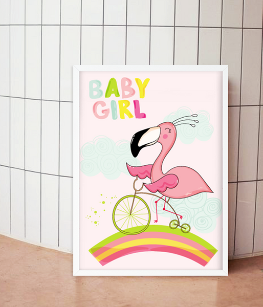 Постер для baby shower с фламинго "Baby girl" 2 размера (05054) 05054 фото