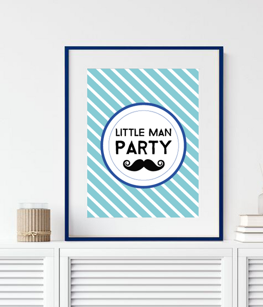 Постер для прикраси дня народження хлопчика "Little Man Party" 2 розміри (0541) 0541 фото