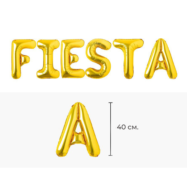 Фольгові повітряні кулі з написом FIESTA золоті 40 см (B392023) B392023 фото