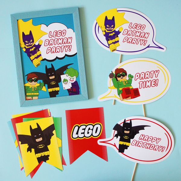Табличка для фотосессии в стиле Лего Бэтмен "Happy Birthday" (L901) L901 фото