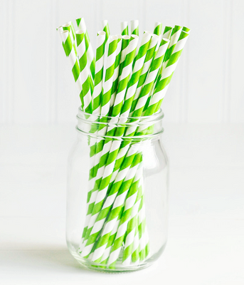 Паперові трубочки "Apple green white stripes" (10 шт.) straws-1695 фото