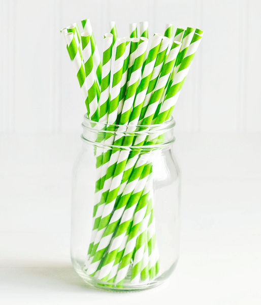 Паперові трубочки "Apple green white stripes" (10 шт.) straws-1695 фото