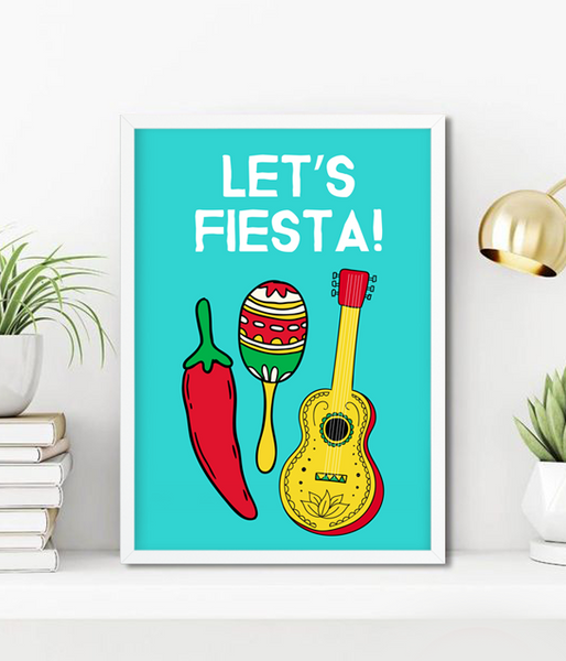 Постер для мексиканской вечеринки "Let's fiesta!" 2 размера без рамки (p-13) p-13 фото