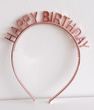Аксесуар для волосся-обруч Happy Birthday рожеве золото (T-207)