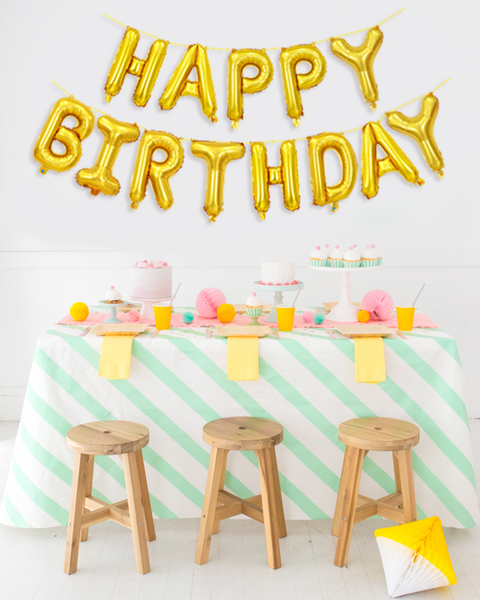 Фольгировані повітряні кулі-напис Happy Birthday золоті 40 см (B372023) B372023 фото