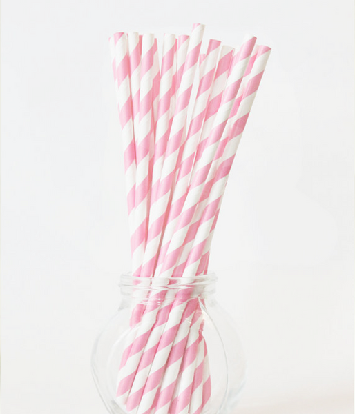 Паперові трубочки "Baby pink white straws" (02087) 02087 фото