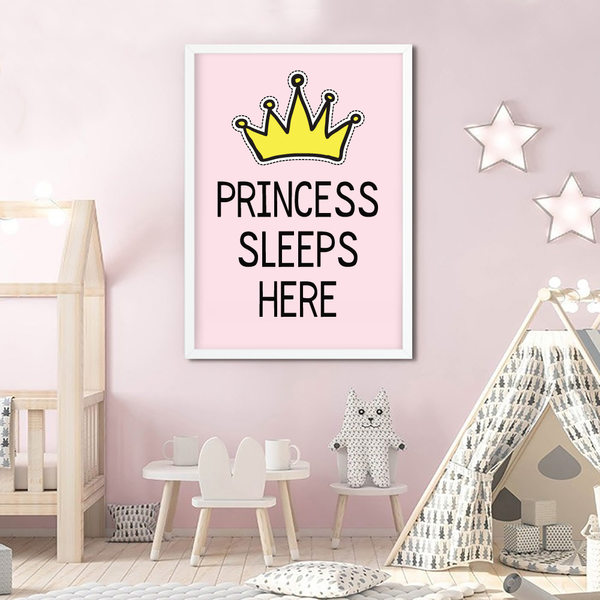 Постер для дитячої кімнати "Princess sleeps here" 2 розміри (03193) 03193 (A3) фото