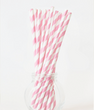 Бумажные трубочки "Baby pink white straws" (02087)