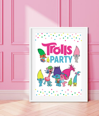 Декор-постер для праздника в стиле Тролли "Trolls Party" 2 размера (025110) 025110 фото