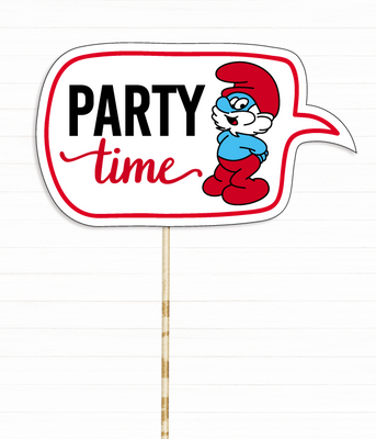 Табличка для фотосессии в стиле мультика Смурфики "Party Time" (S508) S508 фото