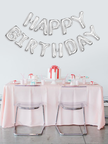 Фольгированные воздушные шары-надпись Happy Birthday серебряные буквы 40 см (B382023) B382023 фото