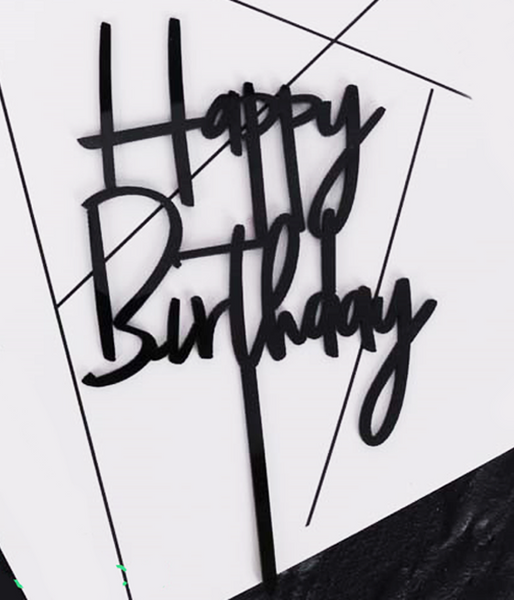Топпер для торта "Happy birthday" черный (T-113) T-113 фото