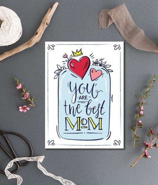 Поздравительная открытка для мамы "You are the best mom" (0209) 0209 фото