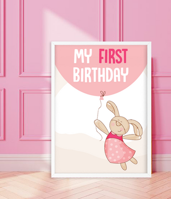 Декор-постер для первого дня рождения девочки "My first birthday" 2 размера (06172) 06172 фото