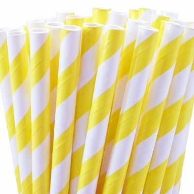 Бумажные трубочки "Yellow white stripes" (10 шт.) straws-26 фото