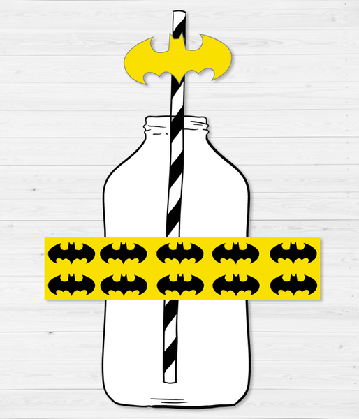 Набор: наклейки для бутылочек и трубочки "Бэтмен" 20 шт (L912) L912 фото
