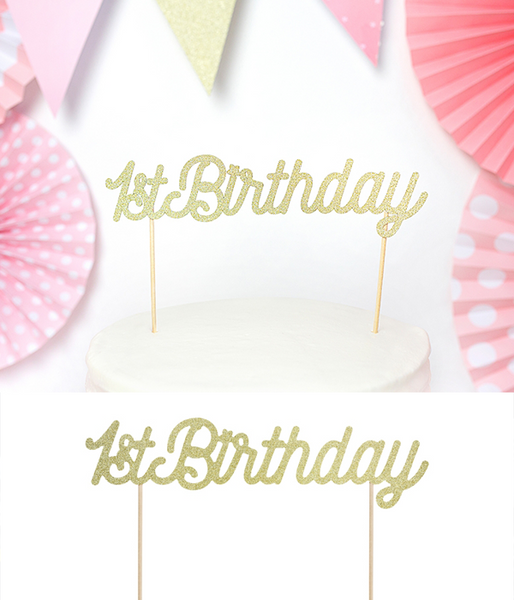 Топпер для торта 1-й День народження (золотий) S121 фото