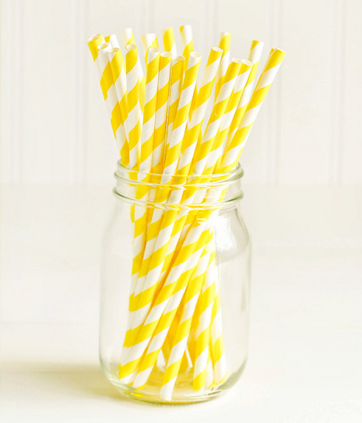 Бумажные трубочки "Yellow white stripes" (10 шт.) straws-26 фото