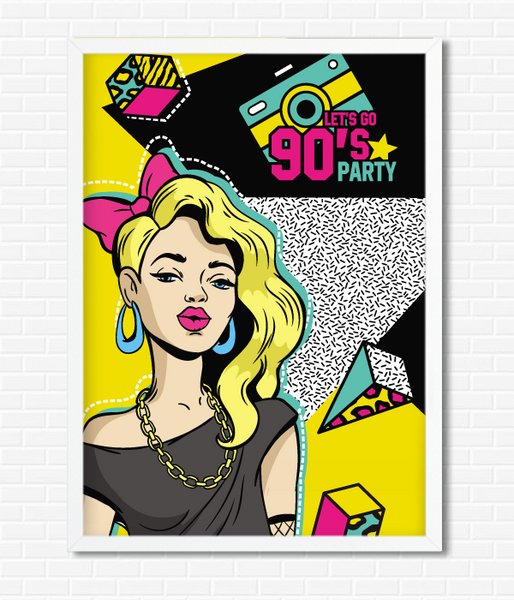 Декор-постер для вечеринки в стиле 90-х "90&#39;s Party" 2 размера без рамки (04200) A3_04200 фото