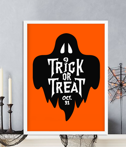 Постер на Хелловін "Trick or Treat" з привидом 2 розміри (03299) 03299 (A3) фото