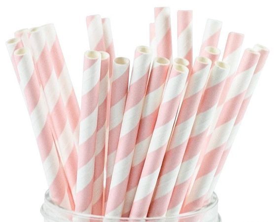 Бумажные трубочки "Baby pink white straws" (10 шт.) straws-287 фото