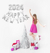 Новогодние воздушные шары - буквы 2024 серебряные Happy New Year 40 см (NY70079) NY70079 фото 2