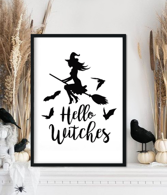 Постер для украшения зала на Хэллоуин "Hello Witches" 2 размера (H1224) H1224 фото