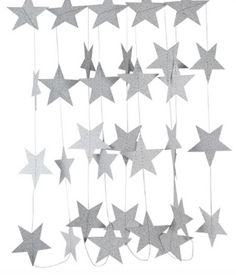 Гирлянда-звезды блестящие серебряные 10 см. 4 м (40-11) 40-11 (1) фото