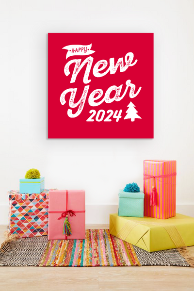Новогодняя табличка для украшения интерьера дома в скандинавском стиле "Happy New Year 2024" (04176) 04176 фото