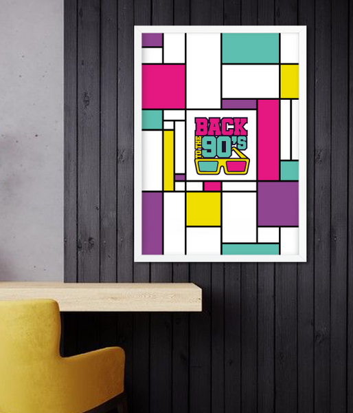 Декоративний постер для вечірки в стилі 90-х "Назад до 90-х" 2 розміри без рамки (04201) A3_04201 фото