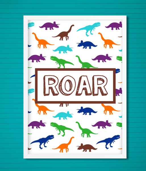 Постер для праздника с фигурками динозавров "ROAR" 2 размера без рамки (03221) 03221 (А3) фото