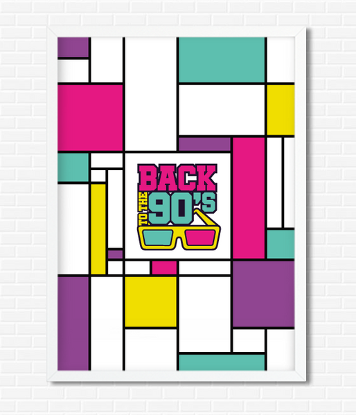 Декоративний постер для вечірки в стилі 90-х "Назад до 90-х" 2 розміри без рамки (04201) A3_04201 фото