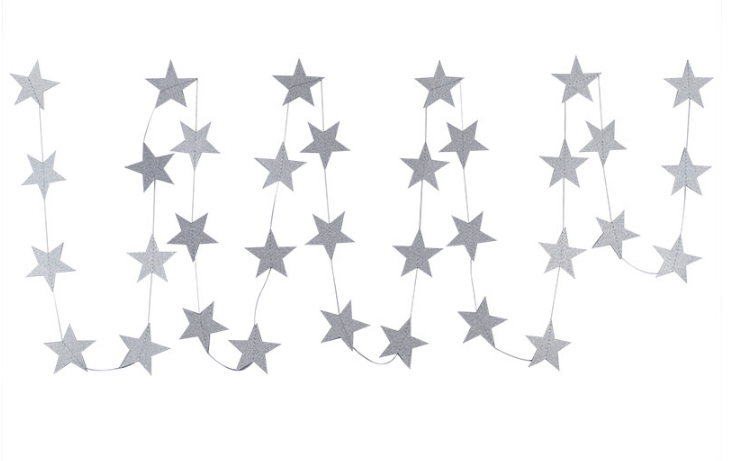 Гірлянда-зірки блискучі срібні 10 см. 4 м (40-11) 40-11 (1) фото