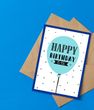 Стильная открытка "Happy birthday" з воздушным шариком (027582)