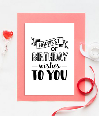 Вітальна листівка на день народження "Happiest of birthday wishes to you!" (02158) 02158 фото