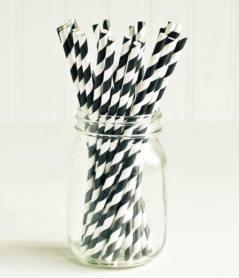 Бумажные трубочки "Black white stripes" (10 шт.) straws-3599 фото