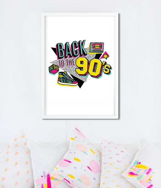 Декор-постер для вечірки в стилі 90-х "Back to the 90's" 2 розміри без рамки (04202) 04202 фото
