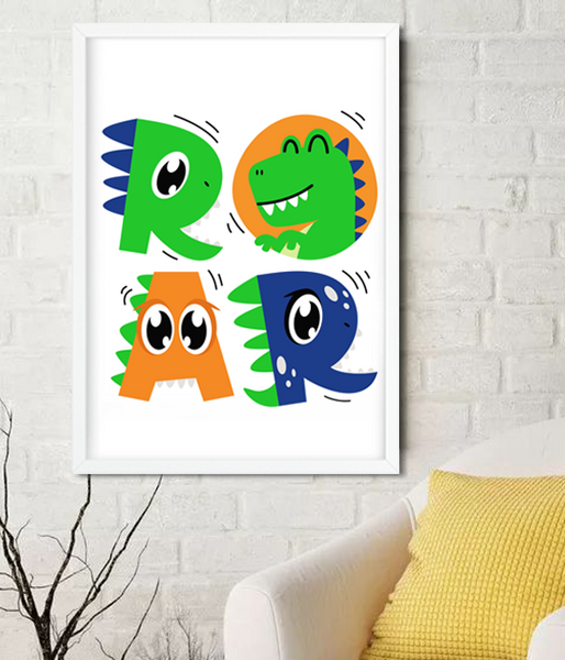 Постер для детского праздника с динозаврами "ROAR" 2 размера без рамки (04074) 04074 (A3) фото