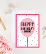 Стильная открытка "Happy birthday" с воздушным шариком (02758)