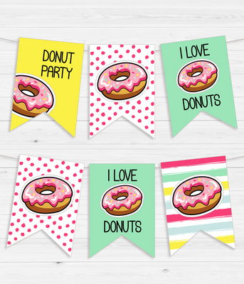 Гірлянда з прапорців Donut Party (8 прапорців) 03246 фото