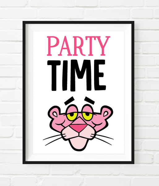 Постер для вечеринки в стиле розовая пантера "Party Time" (50-64) 50-64 (А3) фото