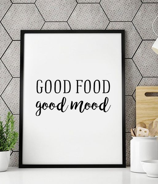 Постер для прикраси кухні "Good Food Good mood" 2 розміри (50-23) 50-23 фото